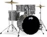 PDP Drums Center Stage Fusion Silver Sparkle 5d. kit de batterie avec cymbales et matériel