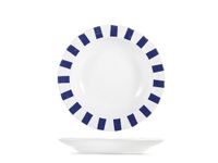 H&H Set 6 piatti fondi Zaffiro a righe bianche e blu cm 20