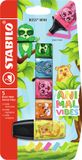 STABILO BOSS MINI - Markeerstift - Animal Vibes - Etui Met 5 Kleuren
