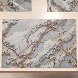 MarbLELIZED - Amerikaanse placemats, wasbaar, stoffen placemat met marmereffect, lichtgrijs, set van 2 (30 x 45 cm)