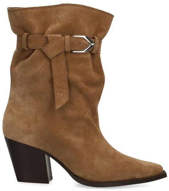 Sacha - Dames - Beige suède enkellaarsjes - Maat 38