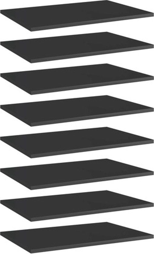 vidaXL Wandschappen 8 st 60x40x1,5 cm spaanplaat hoogglans zwart