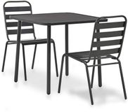 vidaXL 3-delige bistroset, staal, donkergrijs