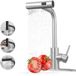 Ibenzoa® Robinet de cuisine avec douchette extractible et fonction pivotante à 360 degrés, acier inoxydable, commande à levier unique