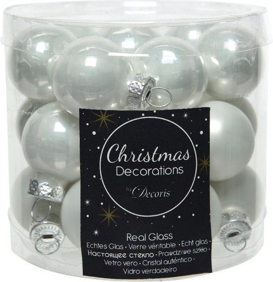 Decoris Kerstballen Mini Winterwit - 24 stuks