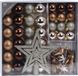 H&S Boules de Noël avec guirlandes et étoile - 44 pièces plastique marron - 4-5 cm