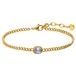 Lucardi - Dames Stainless steel armband met geboortesteen zirkonia voor dames - Armband - Staal - Goudkleurig - 20 cm