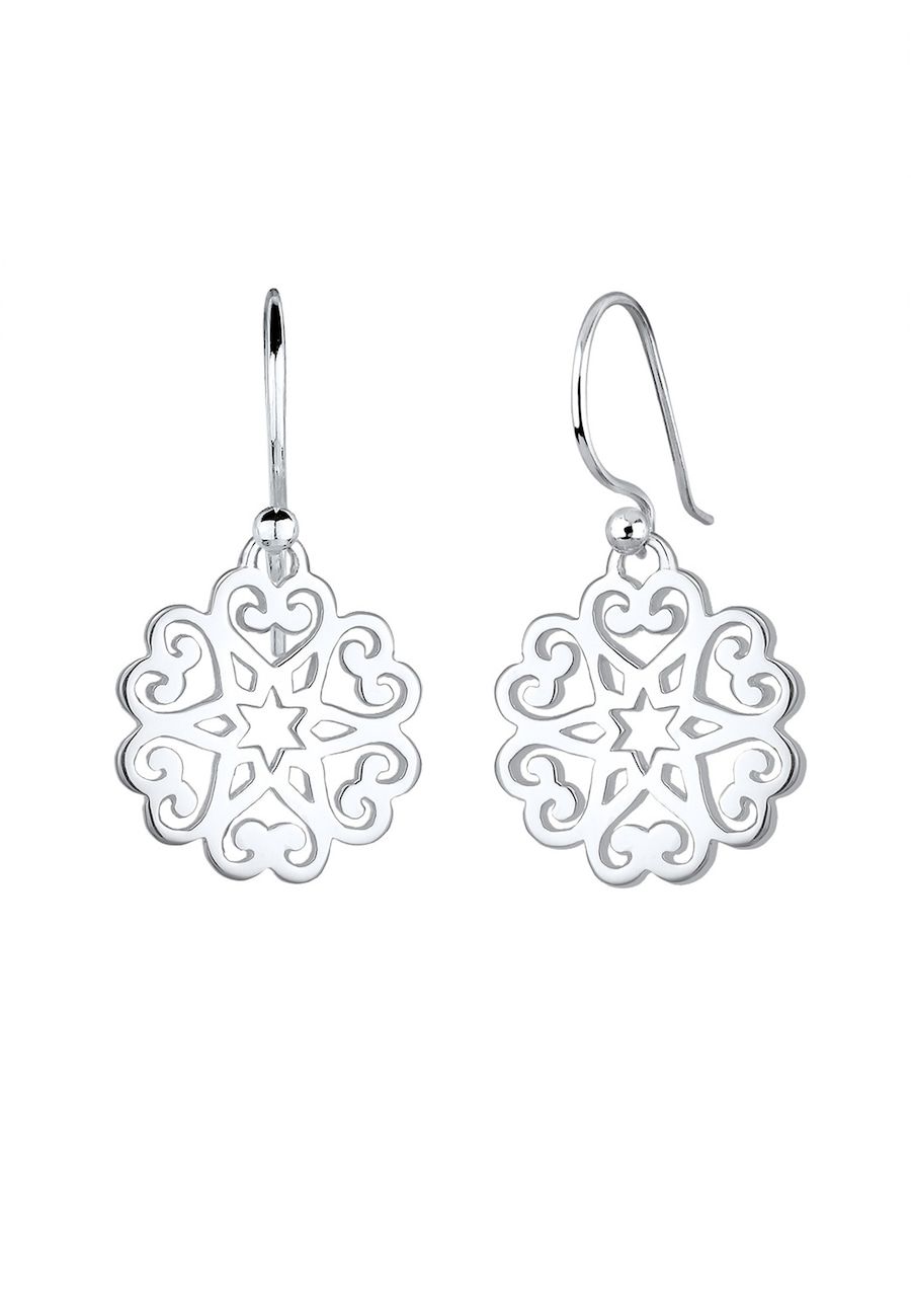 Elli Elli Earrings Women Ornament Heart Stars in 925 Sterling Silver Rose Gold Plated