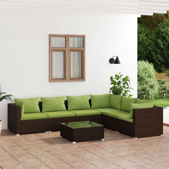 The Living Store Loungeset - Bruin - PE-rattan - 70 x 70 x 60.5 cm - Inclusief kussens