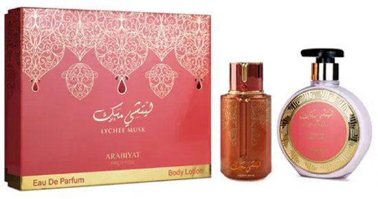 Arabiyat Prestige Lychee Musk Gift Set – Eau de Parfum 100 ml + Body Lotion 300 ml – Dames – Luxe Cadeauset