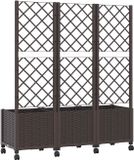 vidaXL Tuinplantbak met schutting en wielen Bruin 120 x 40 x 146 cm
