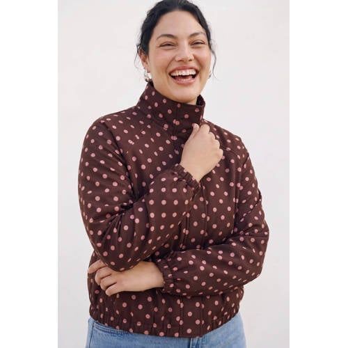 VERO MODA CURVE Plus Size Polka Dot Jacket - Dark Red
