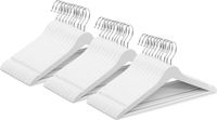 Wicotex - Set 30 stuks Hangers en bois - Blanc - Avec encoches pour jupe et barres pour pantalon