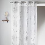 Home Maison 09406-8-AL gordijn, Etamine, licht, bedrukt, metaal, met ronde ogen, 135 x 240 cm, wit/zilver
