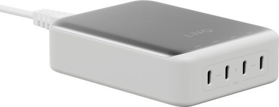 LINQ Connects LQDC240 Oplader - 240W - 4 USB-C Poorten - Compacte GaN2 Oplader - Wit