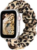 By Qubix - Elastisch scrunchie nylon bandje - Panterprint - Geschikt voor Apple Watch 38mm / 40mm / 41mm / 42mm