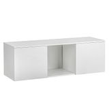 Baroni Home Tv-kast met 2 deuren en 1 plank, doorgangsgat van MDF, tv-console voor slaapkamer, woonkamer, keuken, wit, 120 x 40 x 40 cm