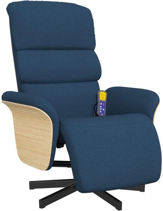 vidaXL Massagestoel - Verstelbaar - Met Voetensteun - Stof - Blauw