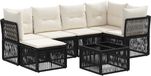 vidaXL - Tuinbank - Set - 6 zitplekken - Zwart - Polyrattan