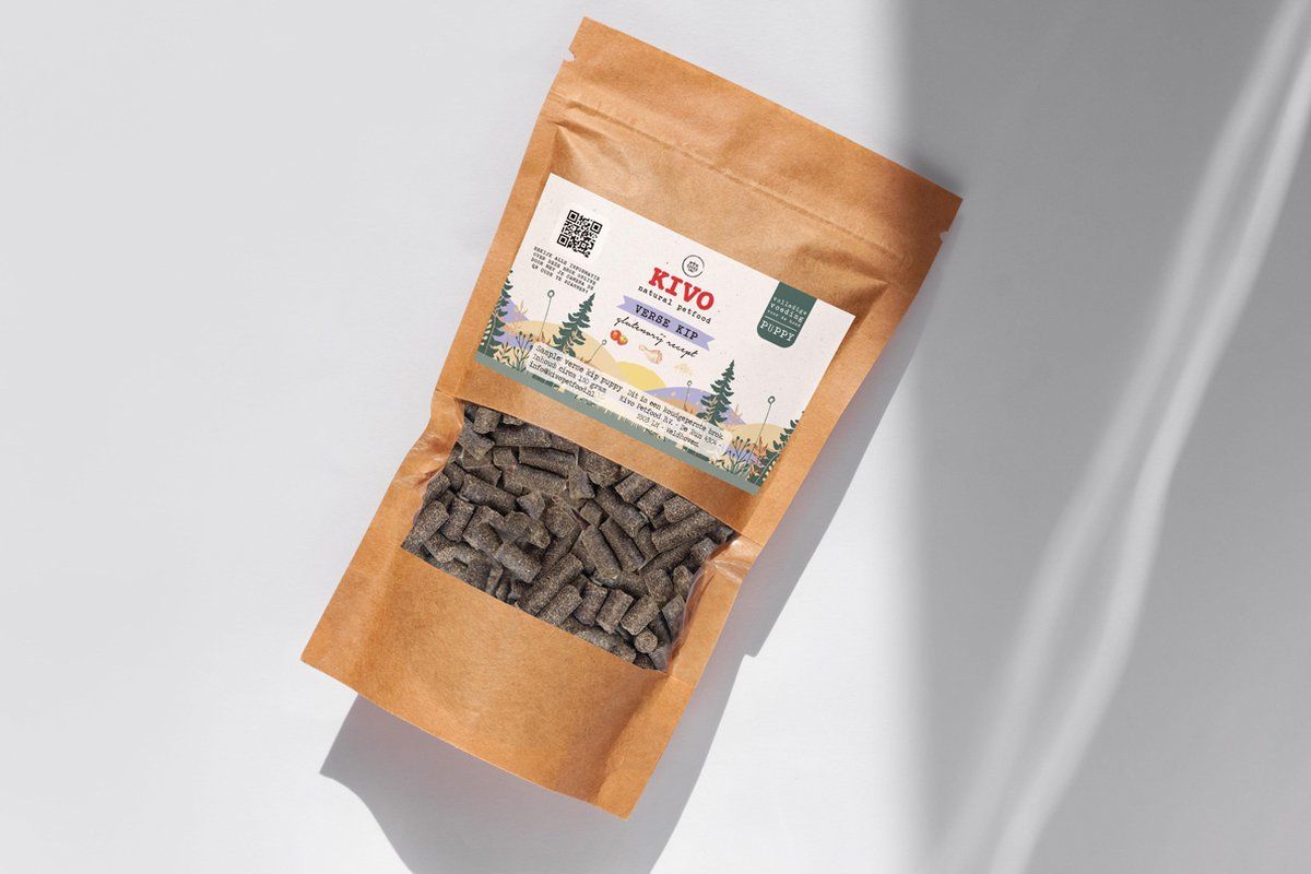 Kivo Petfood glutenvrije puppybrokken - Verse Kip Puppy - PROEFZAKJE 300 gram