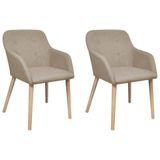 VidaXL Eetkamerstoel Beige Polyester 2 stuks