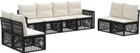vidaXL Tuinbank - Set - 8 zitplekken - Zwart en Crèmewit - Polyrattan
