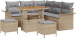 vidaXL Tuinbank Set 8-delig Beige Polyrattan