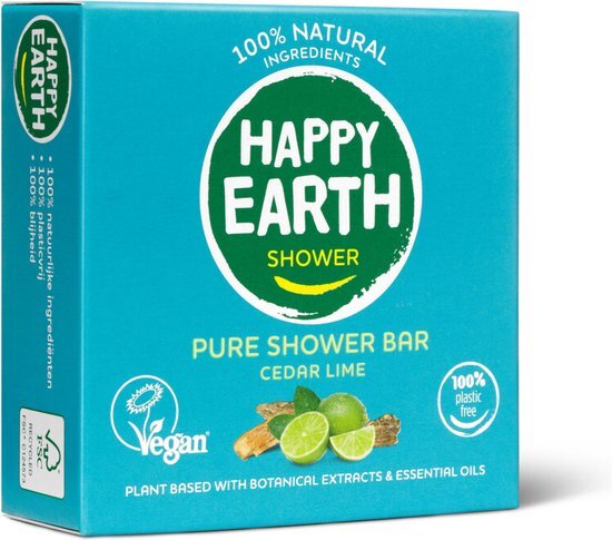 Happy Earth 100% Natuurlijke Shower Bar Cedar Lime 90 gr