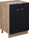 Vicco Fame-Line Keukenonderkast – 60 cm met lade, WB Antraciet Zwart gestreept
