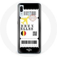 Maniacase Hoesje voor Samsung Galaxy A30 Vliegticket Brussel België