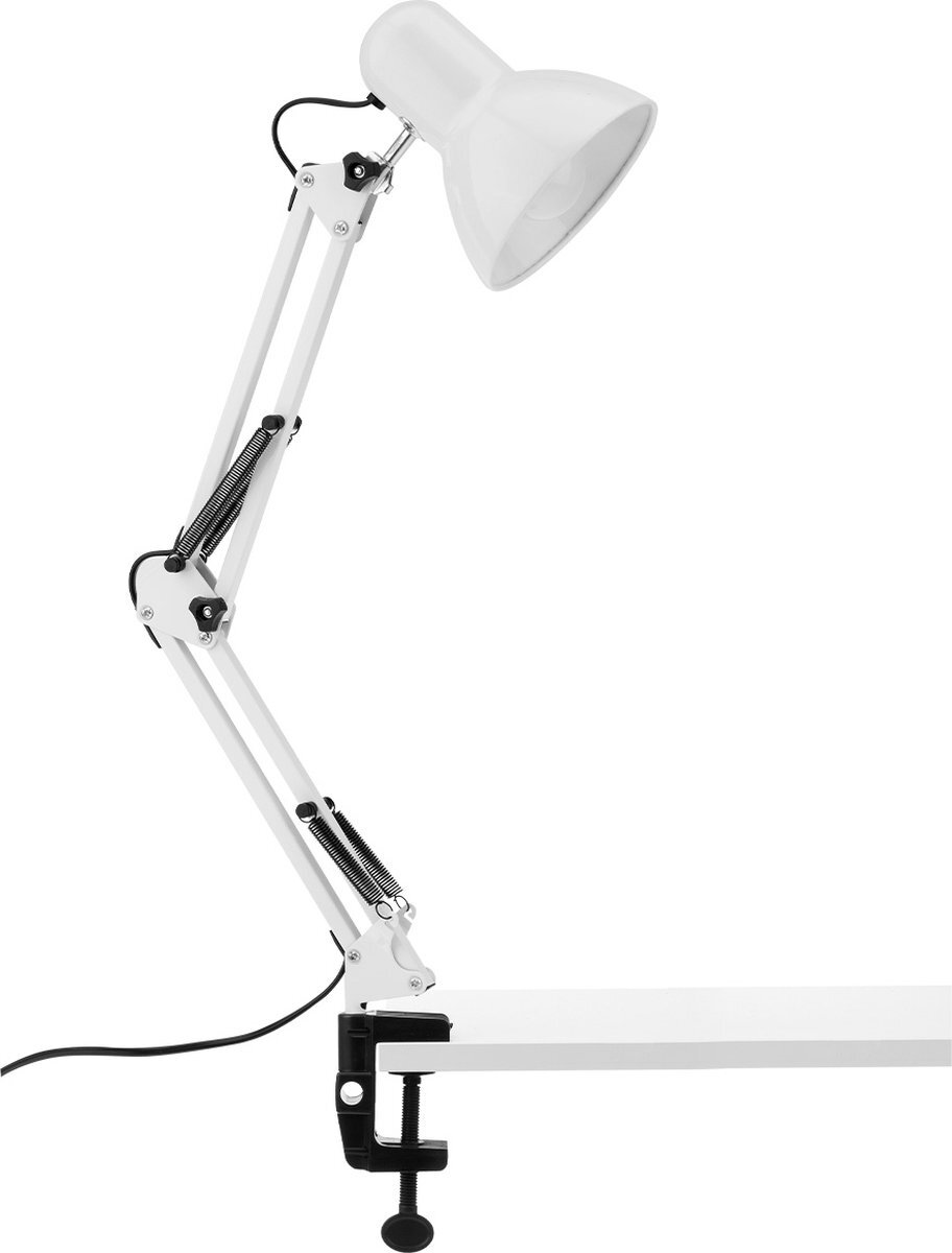 Homeon Flexibele bureaulamp leeslamp tafellamp met schroefklem - E27 fitting - wit