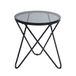 39F FURNITURE DREAM Ronde bas van metaal en gehard glas, Scandinavisch nachtkastje voor woonkamer, grijs, glas, 45 x 45 x 50 cm