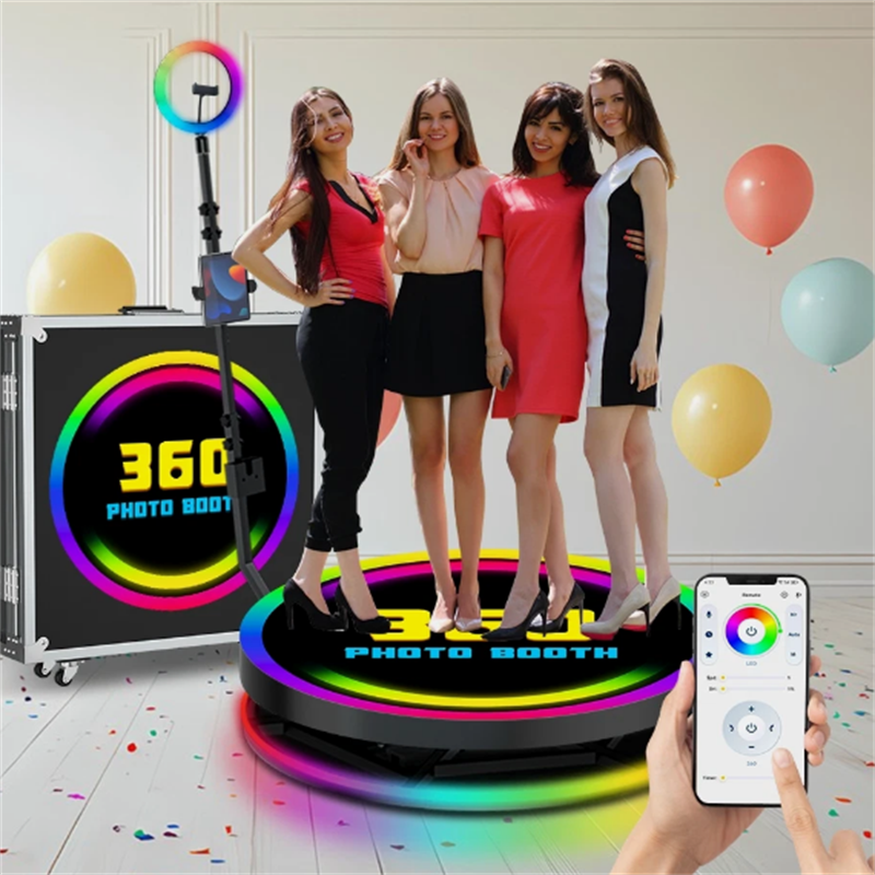 NONE 100cm Grote Draagbare Video- en Fotocabine met 360-graden Draaibaar Platform Camera - Automatische Fotocabine voor Bruiloften en Feesten