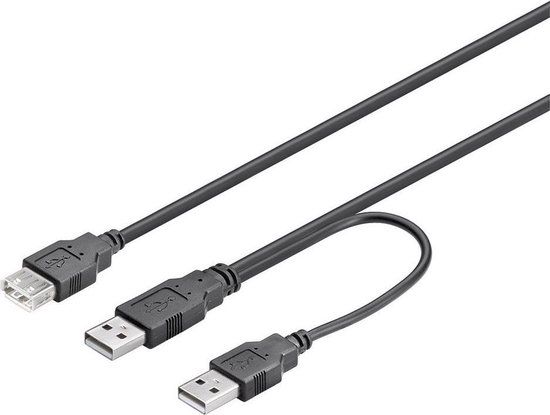 Wentronic USB 2.0 Hi-Speed Dual-Power cable 0.3 m - Black