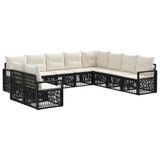 vidaXL Tuinbank - Set - 10 - st - Zwart - poly - rattan