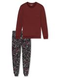 Schiesser Heren pyjama lang met boordjes Nightwear Set Pyjamaset, Bourgondië_183168, 56