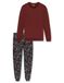 Schiesser Heren pyjama lang met boordjes Nightwear Set Pyjamaset, Bourgondië_183168, 56