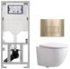 Geberit QeramiQ Dely Swirl Toiletset Compact - Inbouwreservoir UP320 - Burda Frame - Slim Zitting - Geborsteld Messing Bedieningsplaat - Wit Glanzend