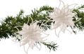 Cosy&Trendy Cosy and Trendy Kerstboomversiering bloemen op clip - 2x - wit - 14 cm - glitters