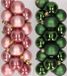 Decoris Kaemingk B.V. 32x stuks kunststof kerstballen mix van oudroze en donkergroen 4 cm