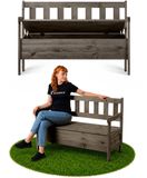 KADAX Tuinbank met opbergruimte, 120 x 47 x 81,5 cm, vezelplaat borst rugleuning, weerbestendig, voor tuin, balkon (120 cm, donkerbruin)