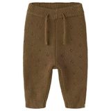 LIL' ATELIER BABY katoenen regular fit gebreide babybroek - donkerbruin