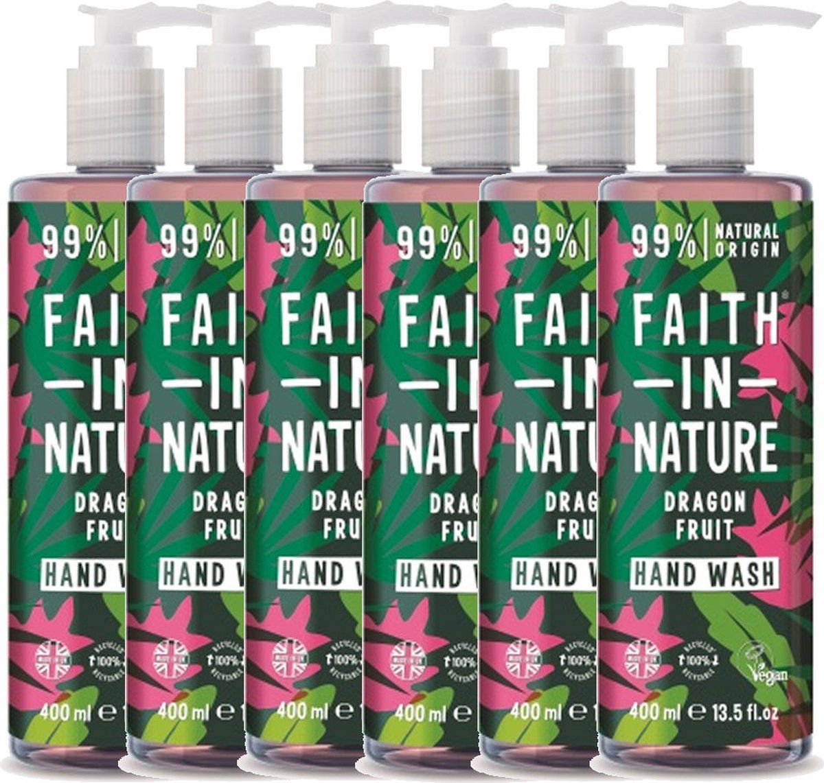 Faith In Nature - Hand Wash Dragon Fruit - 6 Pak - Voordeelverpakking - 6097153914968