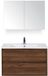 BES LED Porto Badmeubelset 90 cm - Walnoot - Keramische Wastafel Wit Slim met Spiegelkast