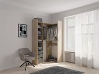 Merkloos Moduleerbare kleerkast hoek of recht - L200 cm - Kleur: naturel en zwart