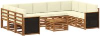 vidaXL - Massief Acacia Houten Loungeset - Naturel en Crème - 4 Zitplekken