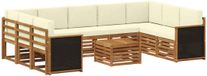 vidaXL - Massief Acacia Houten Loungeset - Naturel en Crème - 4 Zitplekken