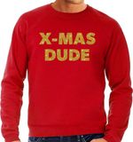 Bellatio Decorations Shoppartners Bv Foute Kersttrui sweater - x-mas dude - goud / glitters - rood - heren - kerstkleding / kerst outfit M