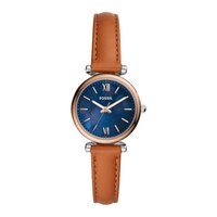 Fossil Carlie Mini ES4701 Dameshorloge 28 mm - Bruin - Blauw wijzerplaat