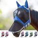 Harrison Howard CareMaster Pro Lichtgevend paardenvliegmasker, grote oogruimte, lange neus met oren, UV-bescherming voor paard, aquamarijn (L; volledige grootte)